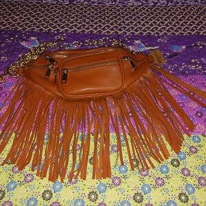 Chic Fringed Pleather Crossbody Bag Fanny Pack